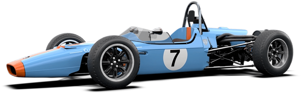 a blue race car with a number on the side